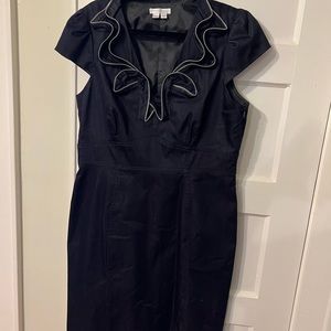 London Times navy stretch denim dress with zipper detailing size 16